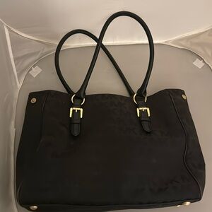 Michael Michael Kors logo black canvas & leather laptop briefcase bag large